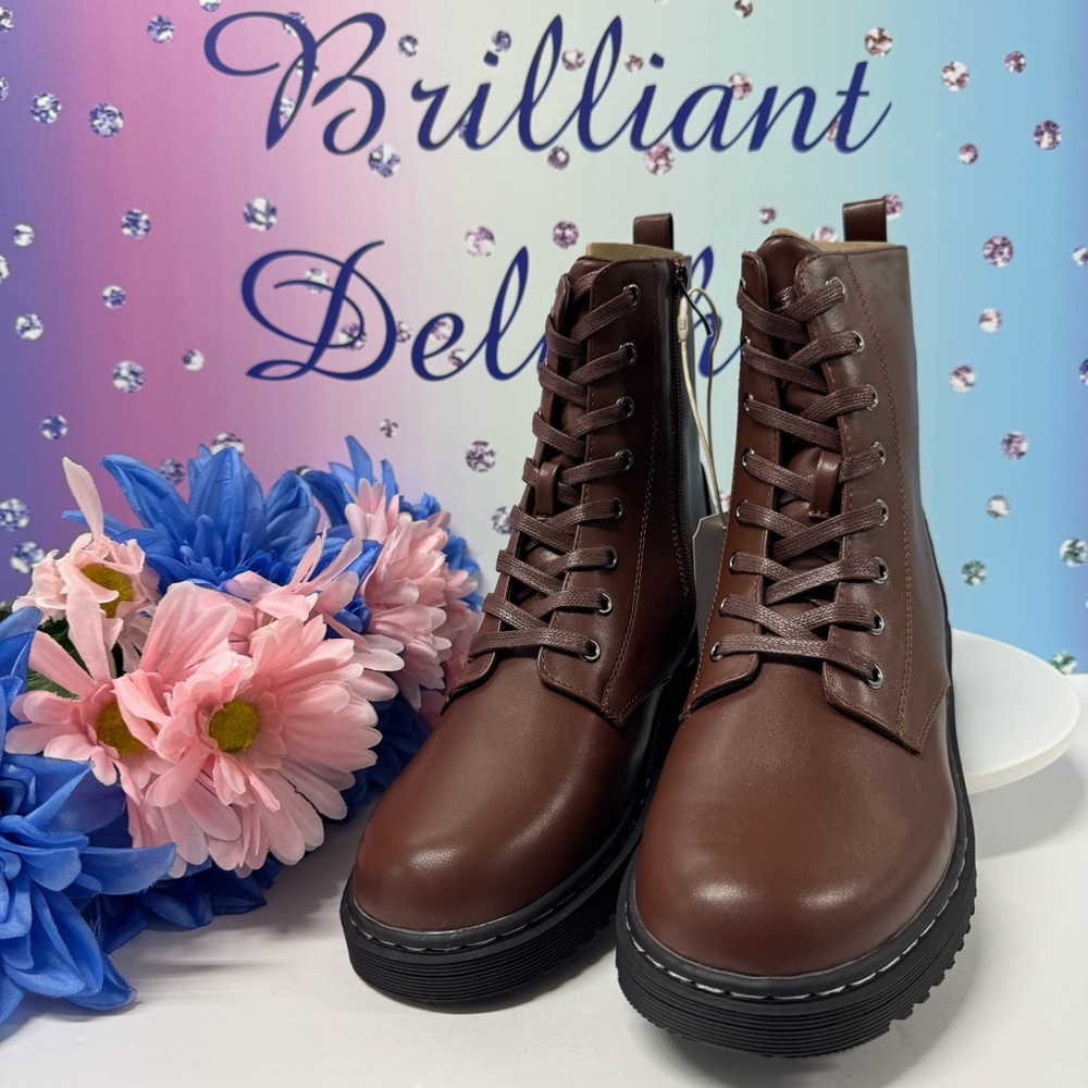 GORGEOUS CHOCOLATE COMBAT BOOTS - Picture 2 of 9